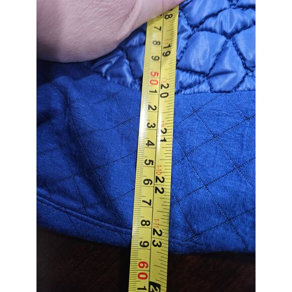 IVA Rockabilly Quilted Blue Moto Jacket Cropped Zip Front Silver Snap Y2K XS - Picture 9 of 9